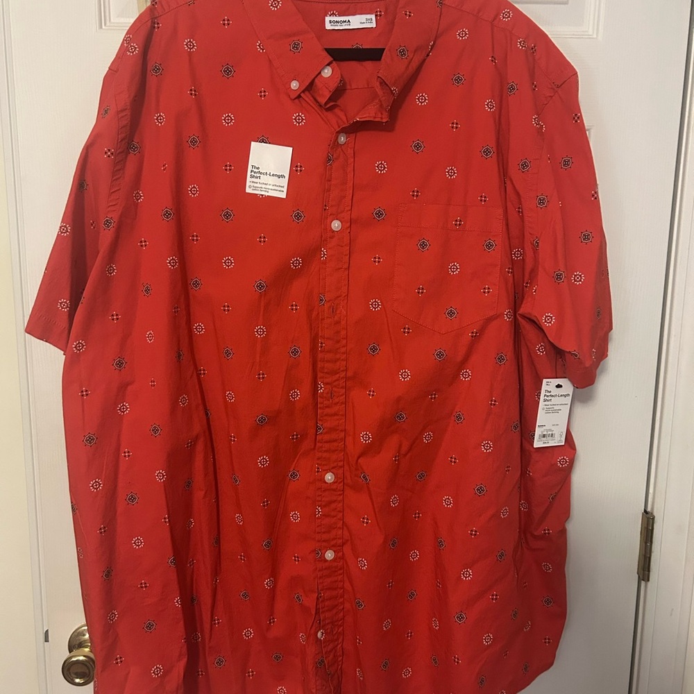 BNWT Size 3XB Sonoma Red Patterned Men's Casual Shirt